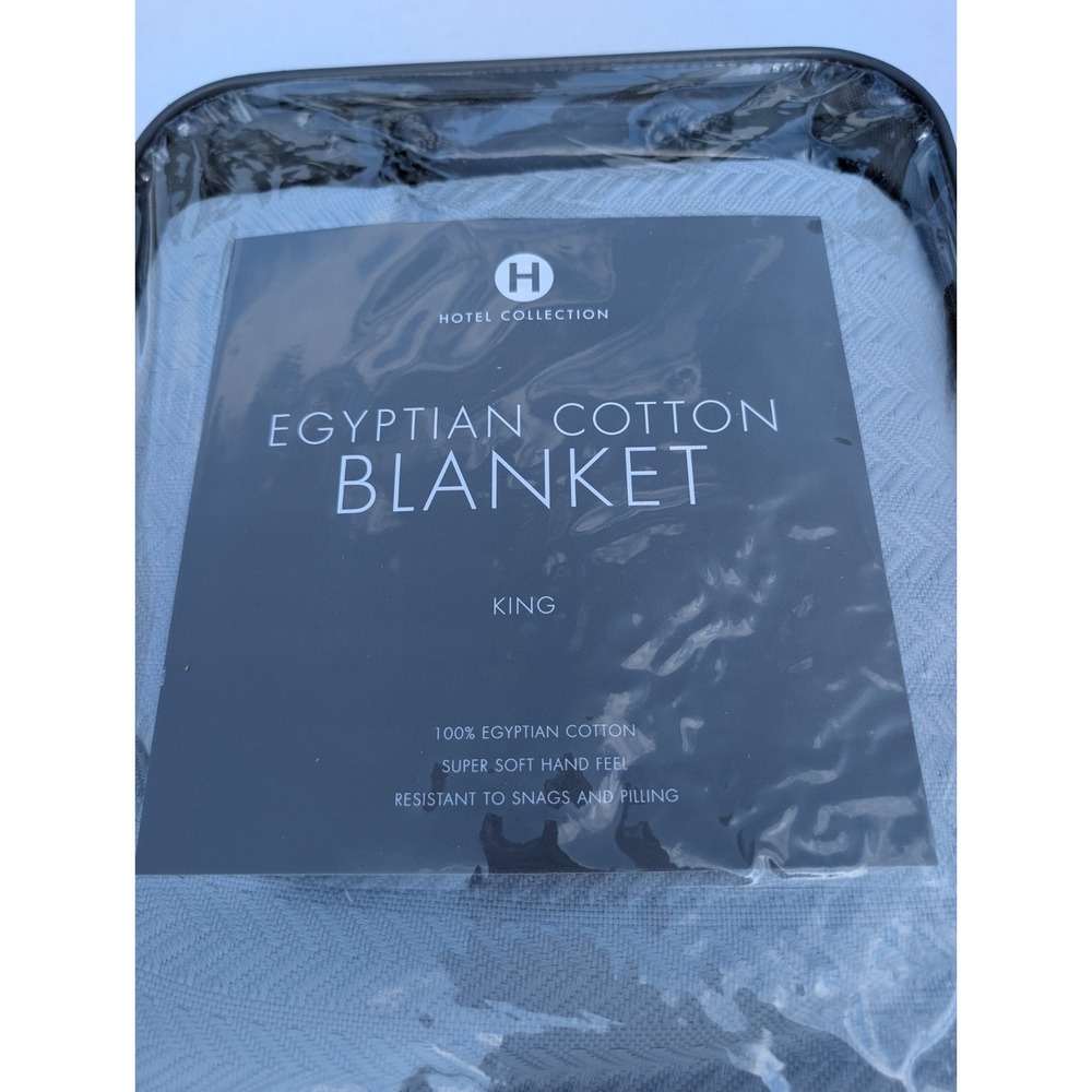 Hotel Collection Egyptian Cotton Blanket King Mist Herringbone 100% Cotton